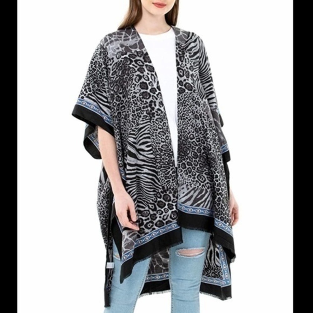 Black Animal Print Shawl with Armholes BRAND NEW